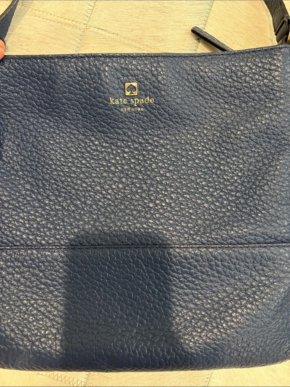 kate spade Navy Pebbled Leather Adjustable Crossbody
